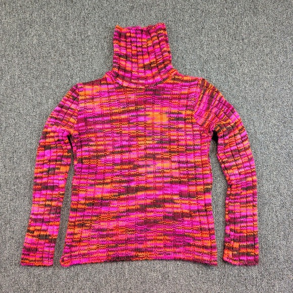 Copper Key Vintage Y2K Turtleneck Sweater S Pink Orange Space Dye Ribbed Knit — photo 2